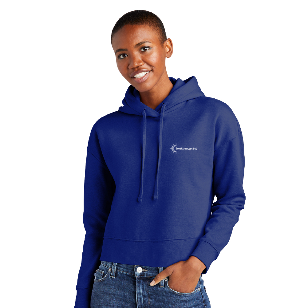 Picture of woman wearing Breakthrough T1D hoodie